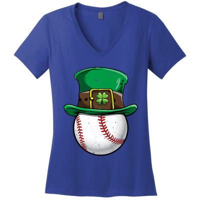 Baseball St Patricks Day Ball Leprechaun Catcher Gift Women's V-Neck T-Shirt