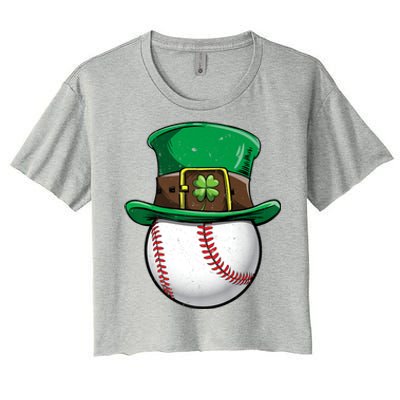 Baseball St Patricks Day Ball Leprechaun Catcher Gift Women's Crop Top Tee