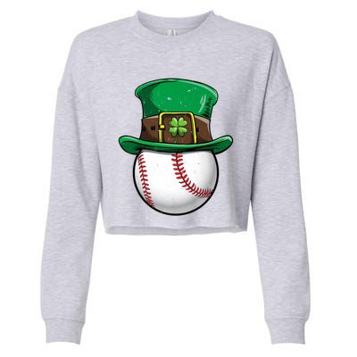 Baseball St Patricks Day Ball Leprechaun Catcher Gift Cropped Pullover Crew