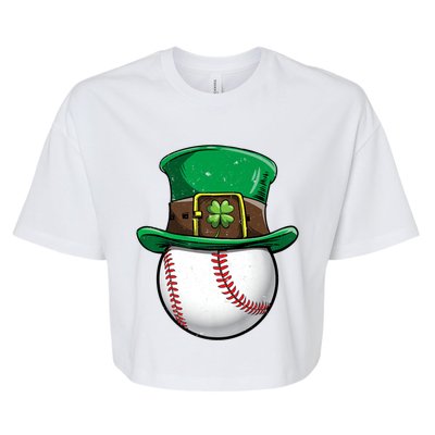 Baseball St Patricks Day Ball Leprechaun Catcher Gift Bella+Canvas Jersey Crop Tee