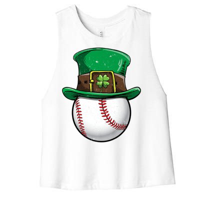 Baseball St Patricks Day Ball Leprechaun Catcher Gift Women's Racerback Cropped Tank