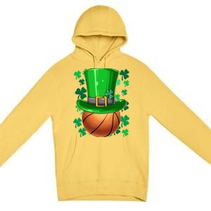 Basketball St Patrick's Day Irish Basketball Leprechaun Hat Gift Premium Pullover Hoodie