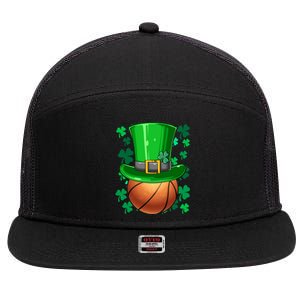 Basketball St Patrick's Day Irish Basketball Leprechaun Hat Gift 7 Panel Mesh Trucker Snapback Hat