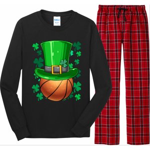 Basketball St Patrick's Day Irish Basketball Leprechaun Hat Gift Long Sleeve Pajama Set