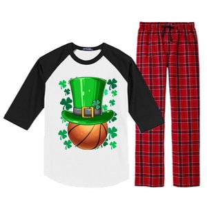 Basketball St Patrick's Day Irish Basketball Leprechaun Hat Gift Raglan Sleeve Pajama Set