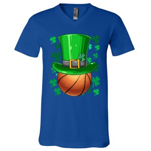 Basketball St Patrick's Day Irish Basketball Leprechaun Hat Gift V-Neck T-Shirt