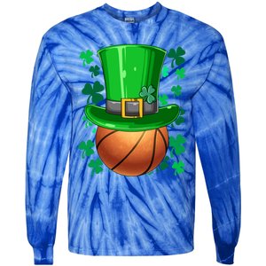 Basketball St Patrick's Day Irish Basketball Leprechaun Hat Gift Tie-Dye Long Sleeve Shirt