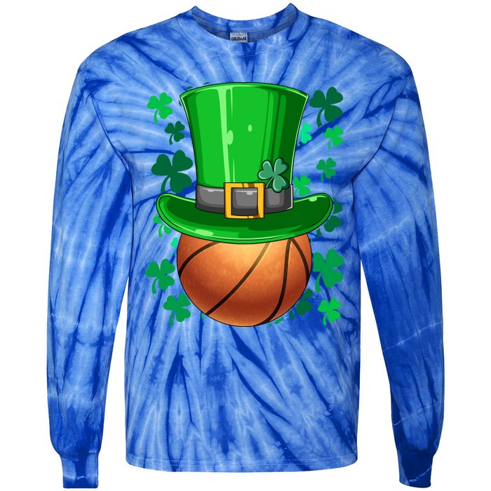 Basketball St Patrick's Day Irish Basketball Leprechaun Hat Gift Tie-Dye Long Sleeve Shirt