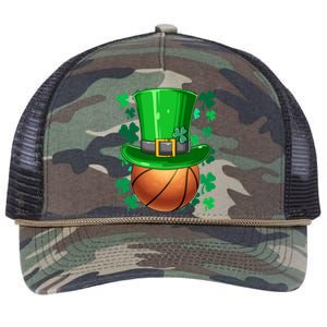 Basketball St Patrick's Day Irish Basketball Leprechaun Hat Gift Retro Rope Trucker Hat Cap