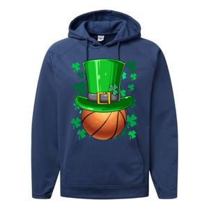 Basketball St Patrick's Day Irish Basketball Leprechaun Hat Gift Performance Fleece Hoodie