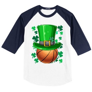 Basketball St Patrick's Day Irish Basketball Leprechaun Hat Gift Baseball Sleeve Shirt