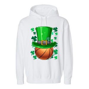 Basketball St Patrick's Day Irish Basketball Leprechaun Hat Gift Garment-Dyed Fleece Hoodie