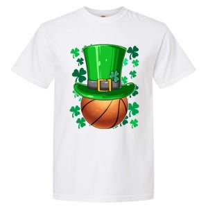 Basketball St Patrick's Day Irish Basketball Leprechaun Hat Gift Garment-Dyed Heavyweight T-Shirt