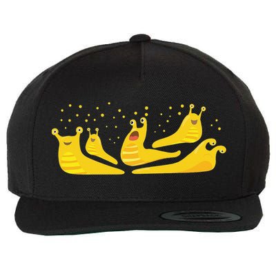 Banana Slug Party Wool Snapback Cap