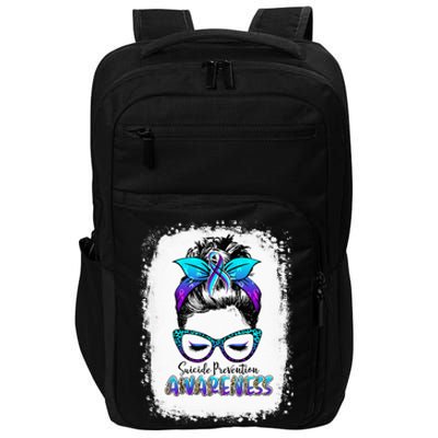 Bleached Suicide Prevention Awareness Week Messy Bun Warrior Impact Tech Backpack