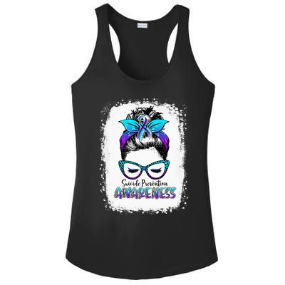 Bleached Suicide Prevention Awareness Week Messy Bun Warrior Ladies PosiCharge Competitor Racerback Tank