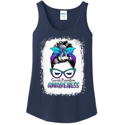 Bleached Suicide Prevention Awareness Week Messy Bun Warrior Ladies Essential Tank