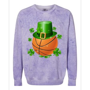 Basketball St Patrick's Day Leprechaun Shamrock Gift Colorblast Crewneck Sweatshirt