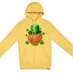 Basketball St Patrick's Day Leprechaun Shamrock Gift Premium Pullover Hoodie