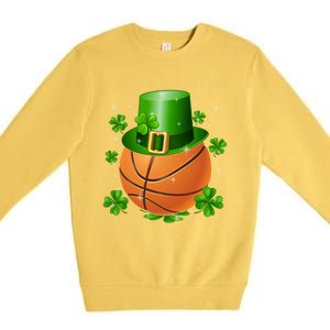 Basketball St Patrick's Day Leprechaun Shamrock Gift Premium Crewneck Sweatshirt