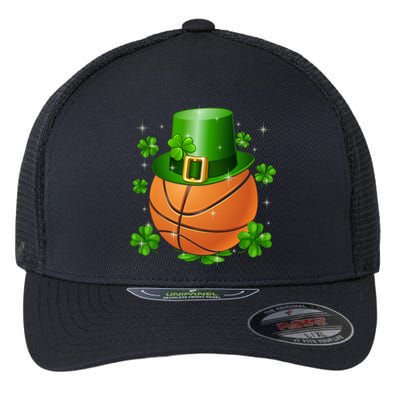 Basketball St Patrick's Day Leprechaun Shamrock Gift Flexfit Unipanel Trucker Cap