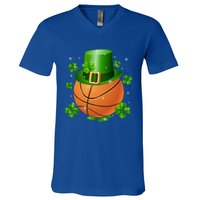 Basketball St Patrick's Day Leprechaun Shamrock Gift V-Neck T-Shirt