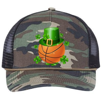 Basketball St Patrick's Day Leprechaun Shamrock Gift Retro Rope Trucker Hat Cap