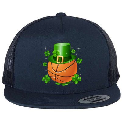 Basketball St Patrick's Day Leprechaun Shamrock Gift Flat Bill Trucker Hat