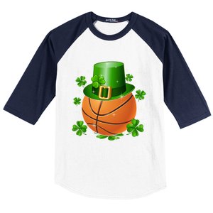 Basketball St Patrick's Day Leprechaun Shamrock Gift Baseball Sleeve Shirt