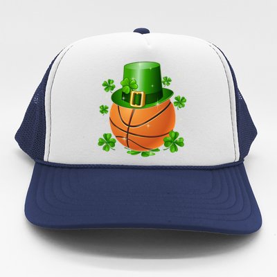 Basketball St Patrick's Day Leprechaun Shamrock Gift Trucker Hat