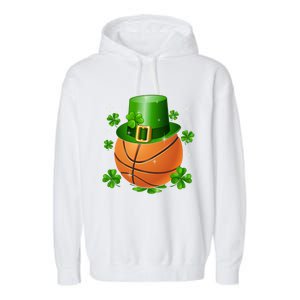 Basketball St Patrick's Day Leprechaun Shamrock Gift Garment-Dyed Fleece Hoodie