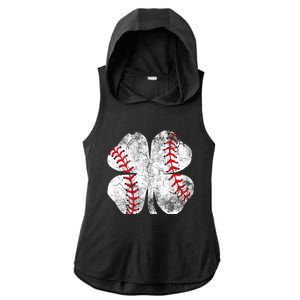 Baseball St Patricks Day Catcher Pitcher Shamrock Sports Cool Gift Ladies PosiCharge Tri-Blend Wicking Draft Hoodie Tank