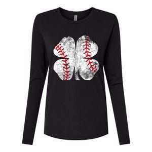 Baseball St Patricks Day Catcher Pitcher Shamrock Sports Cool Gift Womens Cotton Relaxed Long Sleeve T-Shirt