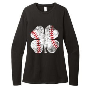 Baseball St Patricks Day Catcher Pitcher Shamrock Sports Cool Gift Womens CVC Long Sleeve Shirt