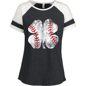 Baseball St Patricks Day Catcher Pitcher Shamrock Sports Cool Gift Enza Ladies Jersey Colorblock Tee