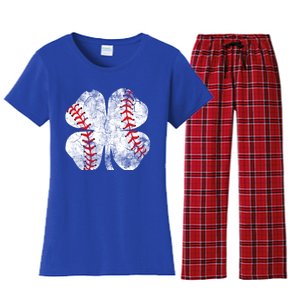 Baseball St Patricks Day Catcher Pitcher Shamrock Sports Cool Gift Women's Flannel Pajama Set