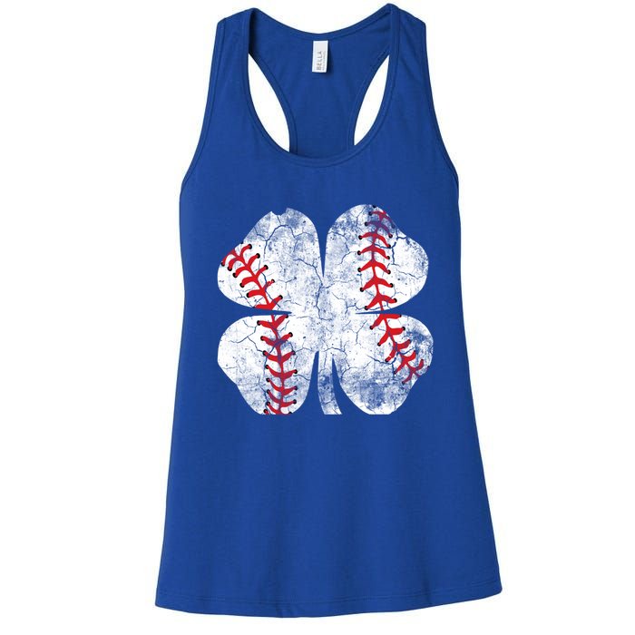 Baseball St Patricks Day Catcher Pitcher Shamrock Sports Cool Gift Women's Racerback Tank