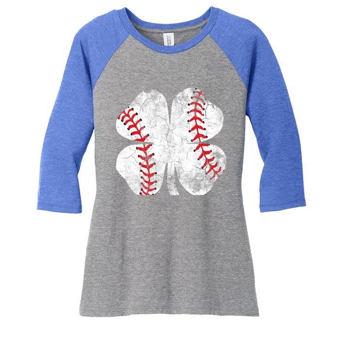 Baseball St Patricks Day Catcher Pitcher Shamrock Sports Cool Gift Women's Tri-Blend 3/4-Sleeve Raglan Shirt