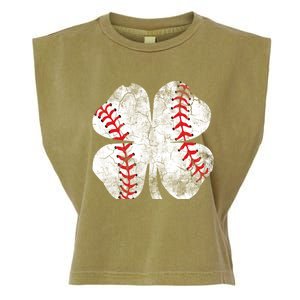 Baseball St Patricks Day Catcher Pitcher Shamrock Sports Cool Gift Garment-Dyed Women's Muscle Tee