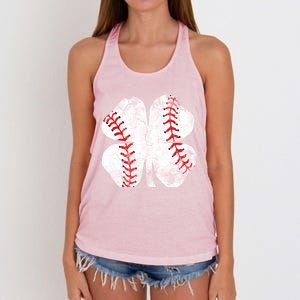 Baseball St Patricks Day Catcher Pitcher Shamrock Sports Cool Gift Women's Knotted Racerback Tank