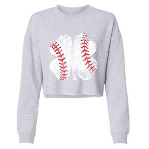 Baseball St Patricks Day Catcher Pitcher Shamrock Sports Cool Gift Cropped Pullover Crew