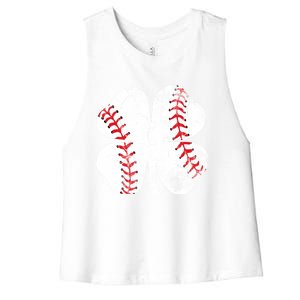 Baseball St Patricks Day Catcher Pitcher Shamrock Sports Cool Gift Women's Racerback Cropped Tank