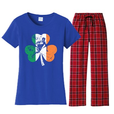 Basketball St Patrick's Day Gift Shamrock Ireland Irish Flag Cute Gift Women's Flannel Pajama Set