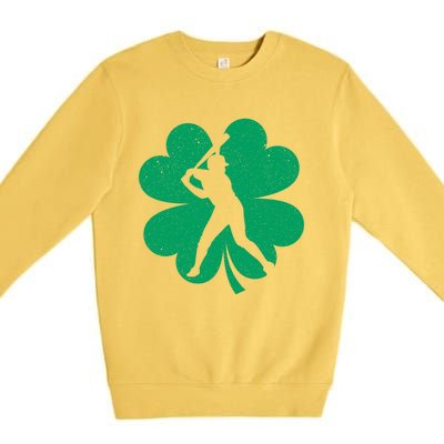 Baseball St Patricks Day Irish Catcher Pitcher Shamrock Gift Premium Crewneck Sweatshirt