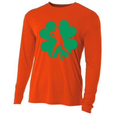 Baseball St Patricks Day Irish Catcher Pitcher Shamrock Gift Cooling Performance Long Sleeve Crew