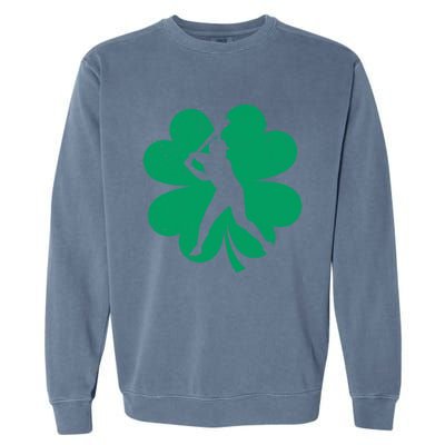 Baseball St Patricks Day Irish Catcher Pitcher Shamrock Gift Garment-Dyed Sweatshirt