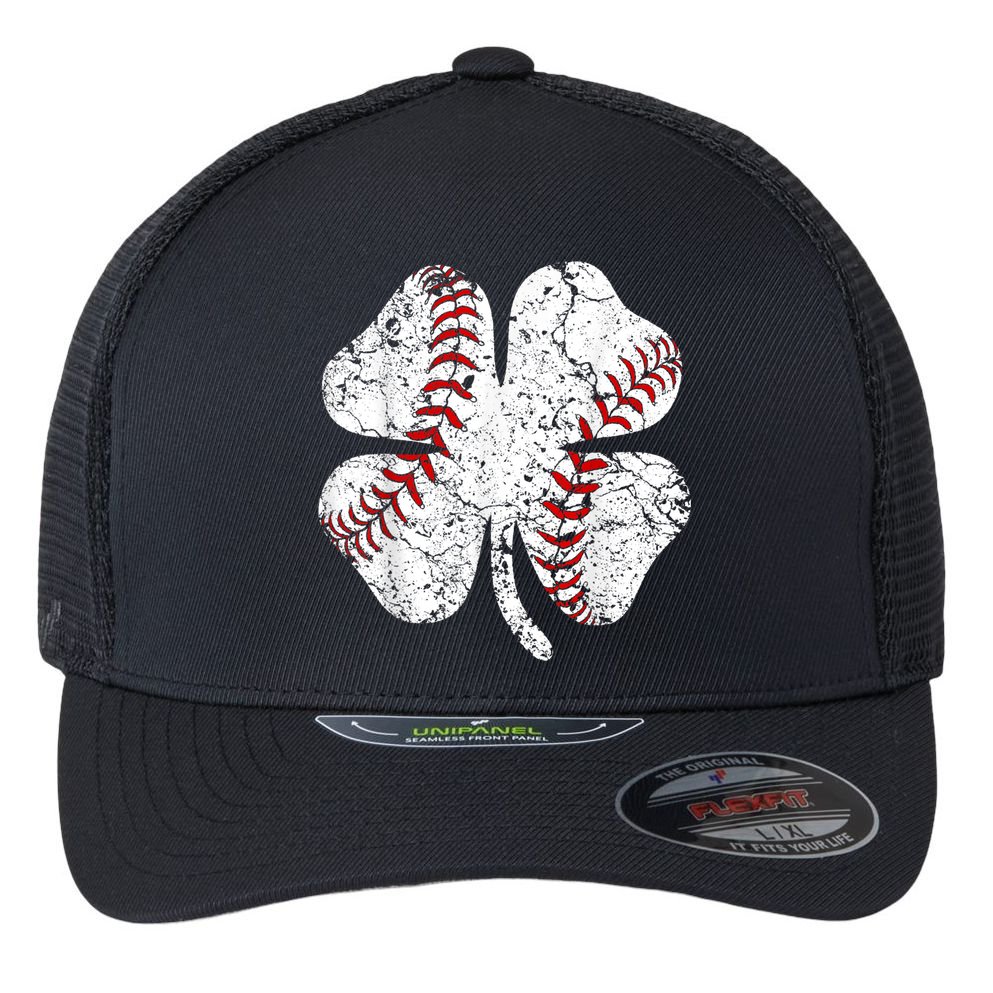 Baseball St Patricks Day, Shamrock, St Patricks Day, Funny St Patricks Day, Flexfit Unipanel Trucker Cap