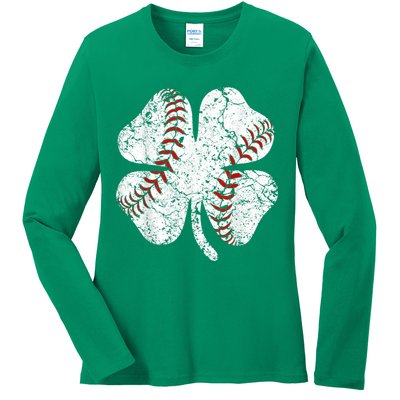 Baseball St Patricks Day, Shamrock, St Patricks Day, Funny St Patricks Day, Ladies Long Sleeve Shirt
