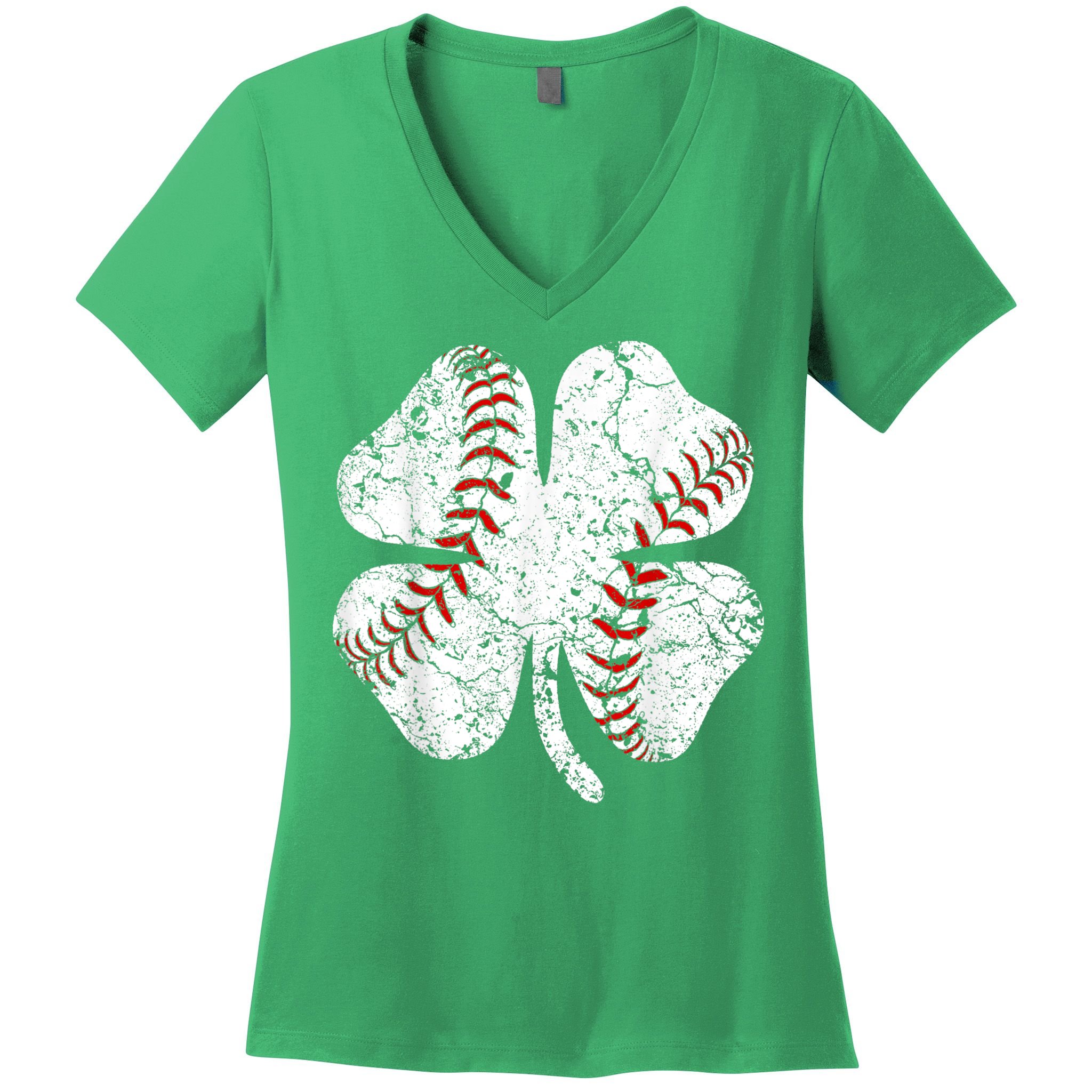 Baseball St Patricks Day, Shamrock, St Patricks Day, Funny St Patricks Day, Women's V-Neck T-Shirt