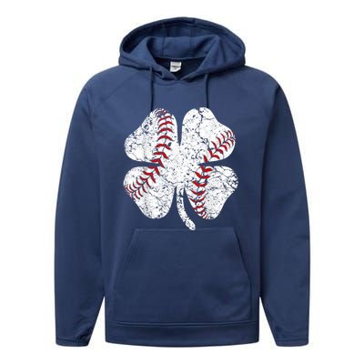 Baseball St Patricks Day, Shamrock, St Patricks Day, Funny St Patricks Day, Performance Fleece Hoodie